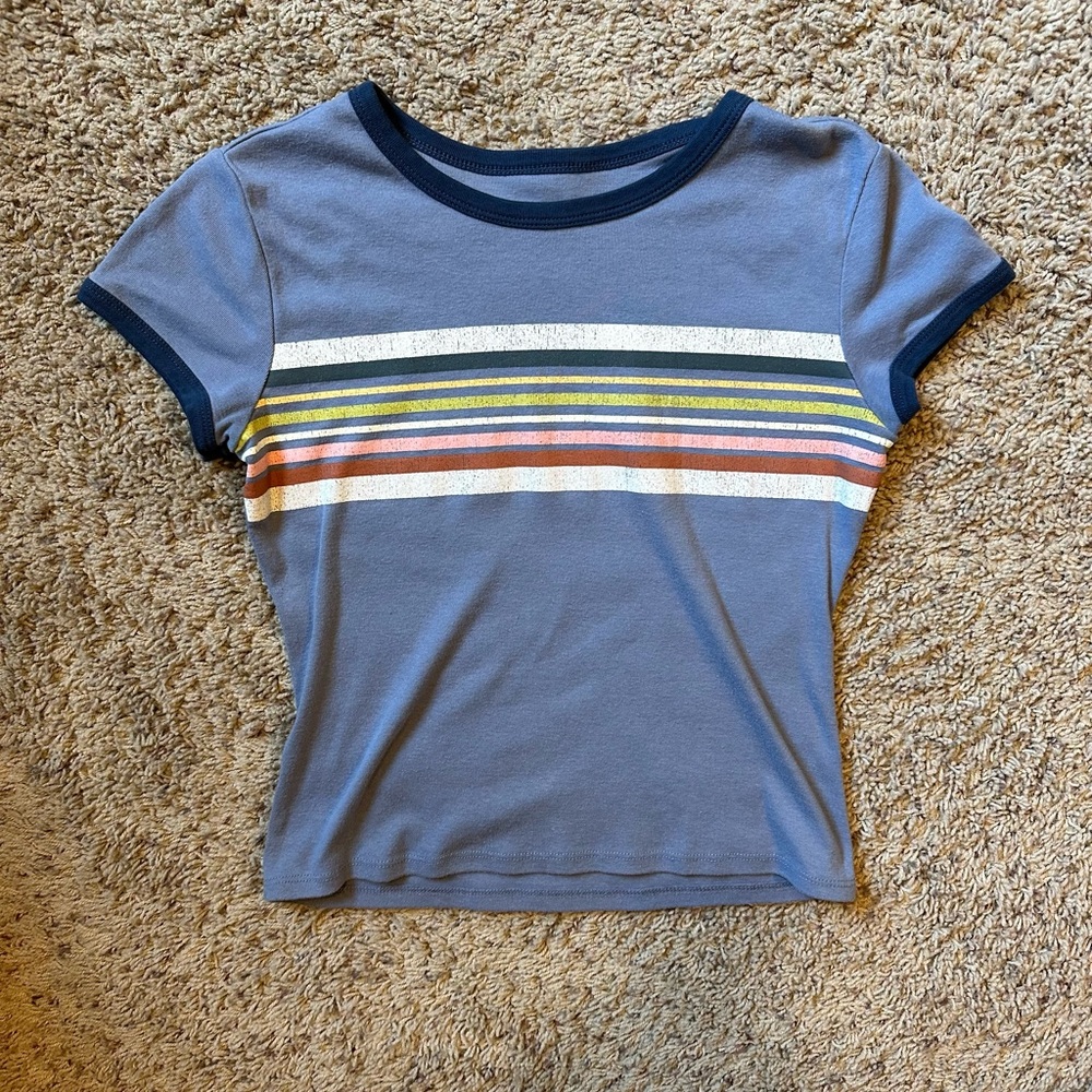 Juniors Arizona Jean Company Blue Striped Baby Tee M